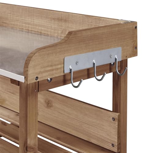 Fir Wood Potting Bench Table with 3 Tier Shelves F4750