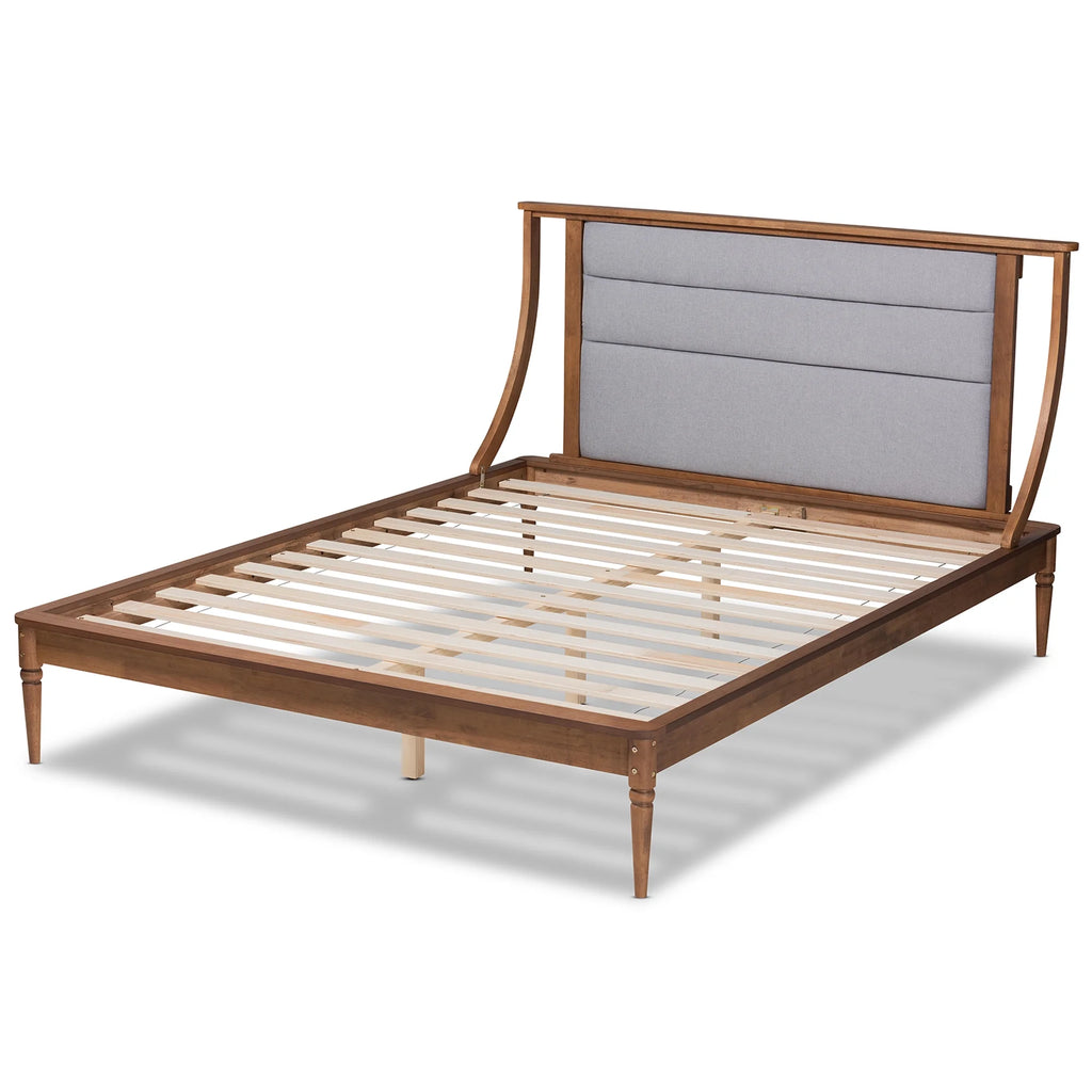 Light Grey Fabric Upholstered Queen Size Platform Bed Z722525