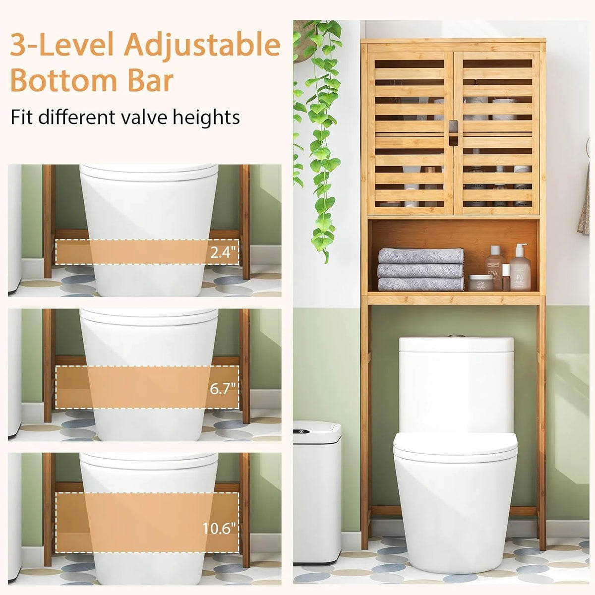 Natural Bamboo Over The Toilet Storage Cabinet F4378