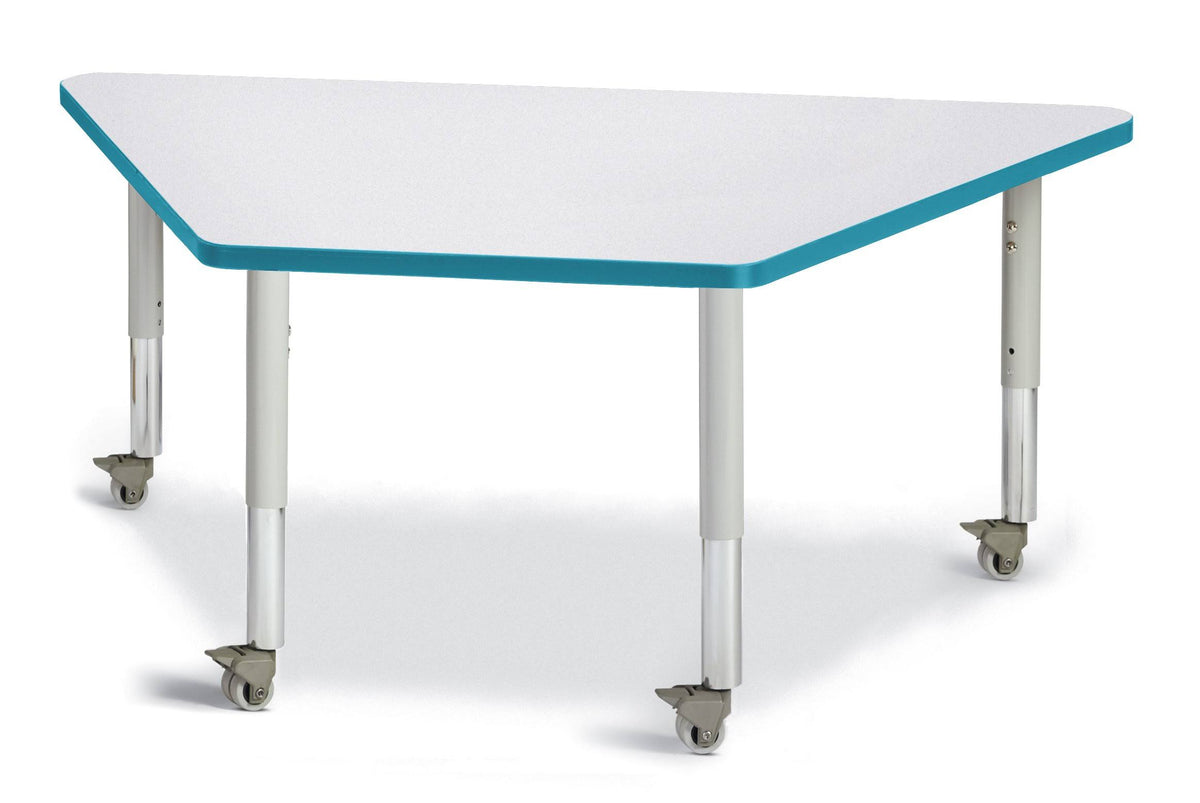 Trapezoid Activity Tables Gray and Teal - 30 x 60 in. I7249