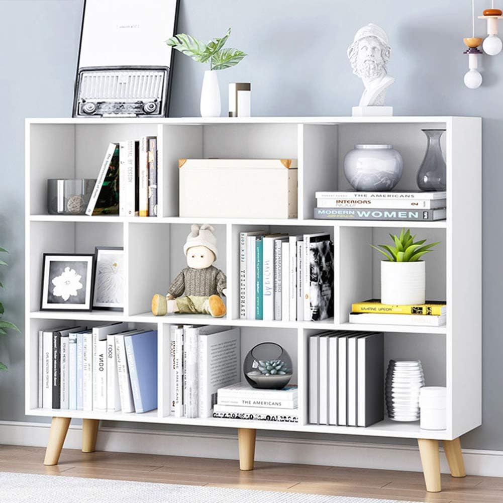 Bright Blue 3-Tier Wooden Open Shelf Bookcase Y547512