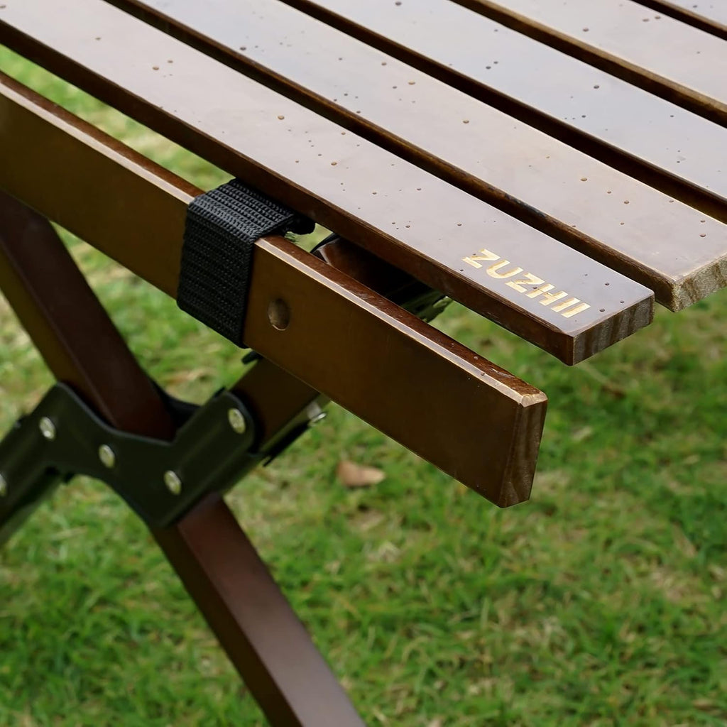 Portable Folding Wooden Camping Table with Carry Bag J5096