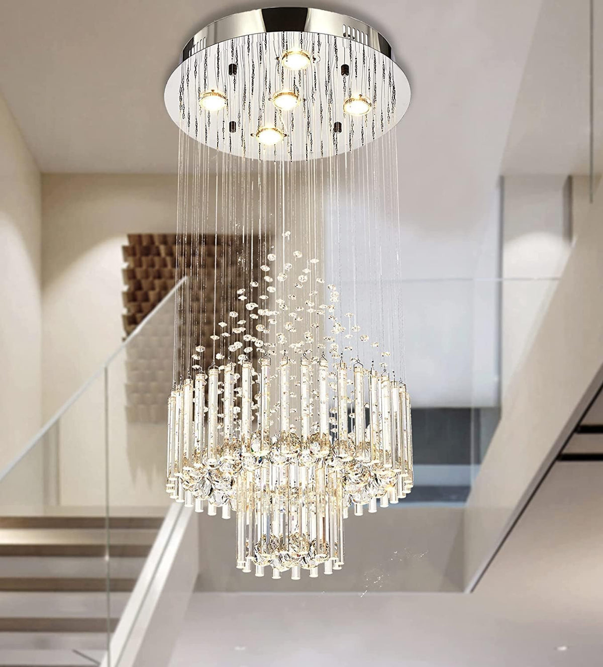 Crystal Raindrop 5-Lights Flush Mount Chandelier M810189