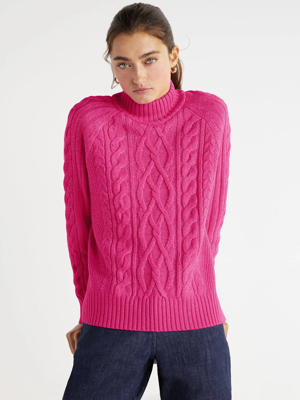 Mock Neck Cable Pullover Sweater X305903