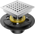 Square Shower Floor Drain Kit with Flange, Stainless Steel Grate, Hair Catcher, Pack of 2 H317183