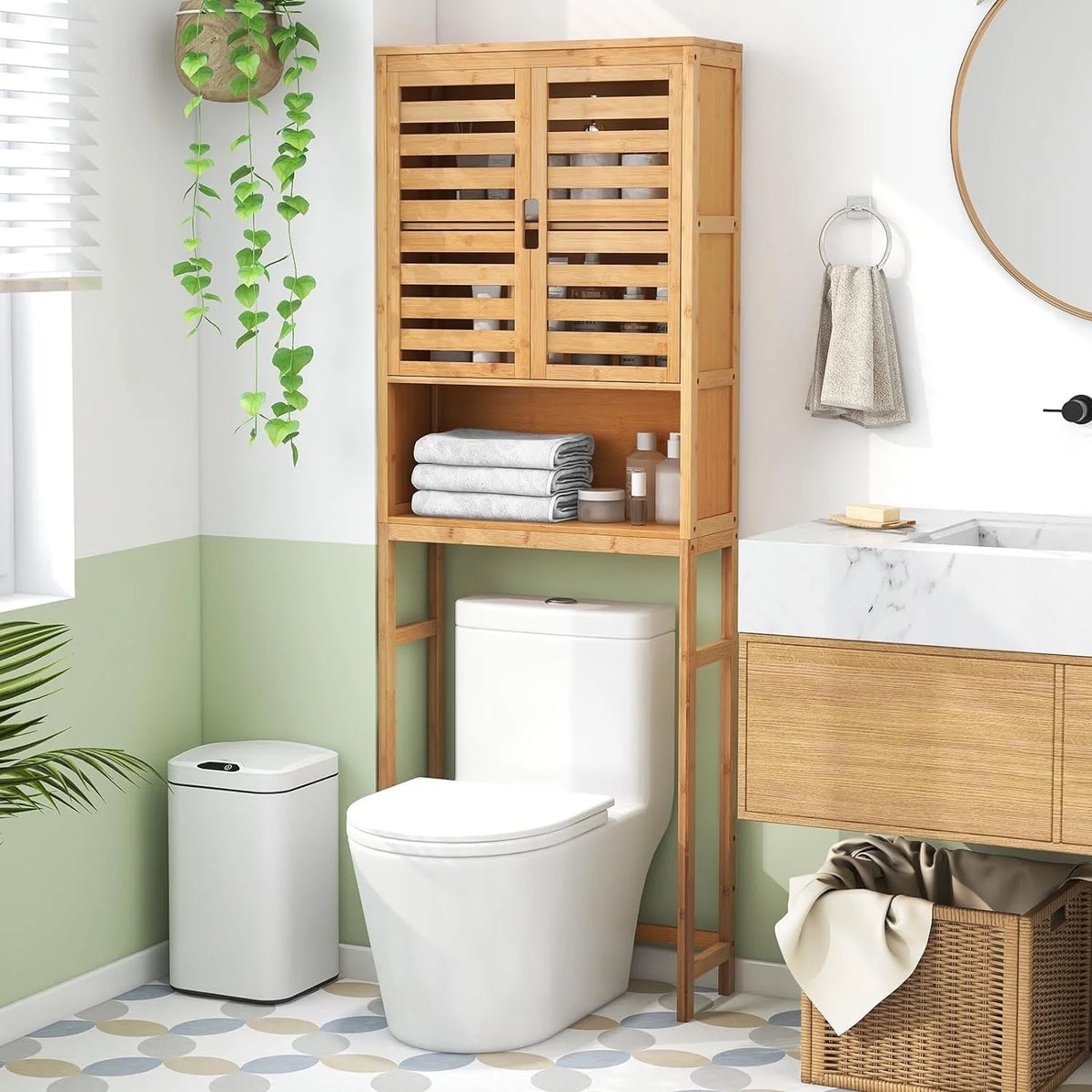 Natural Bamboo Over The Toilet Storage Cabinet F4378