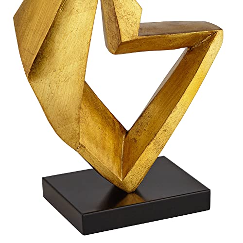 Modern Glam End Table Lamps Set of 2 Gold Leaf Black Shade E876013