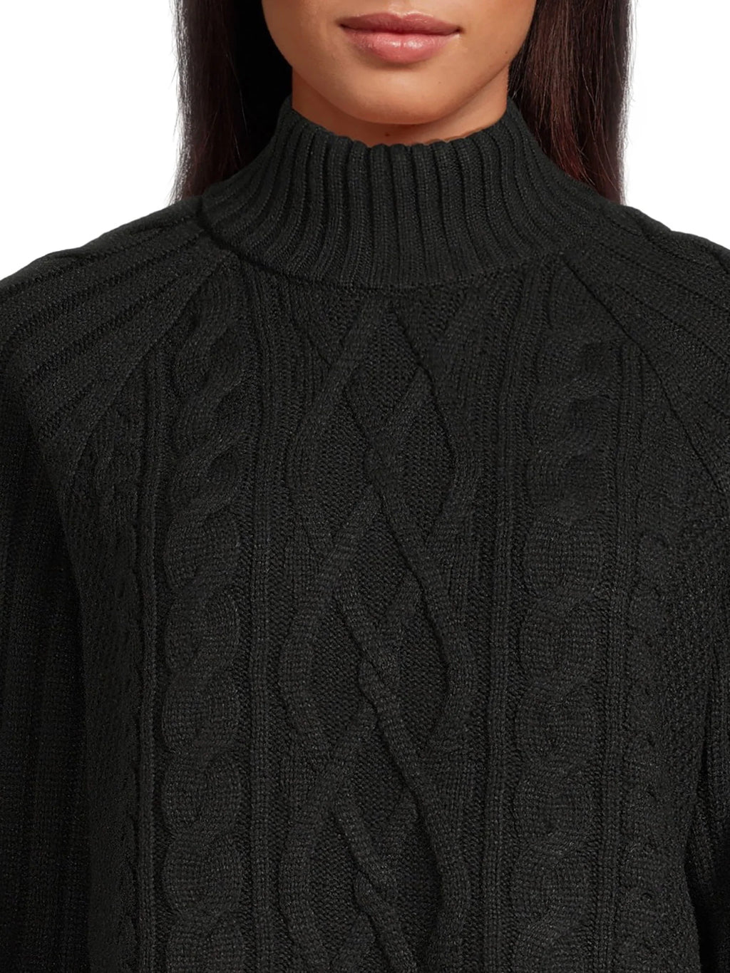 Mock Neck Cable Pullover Sweater X305903