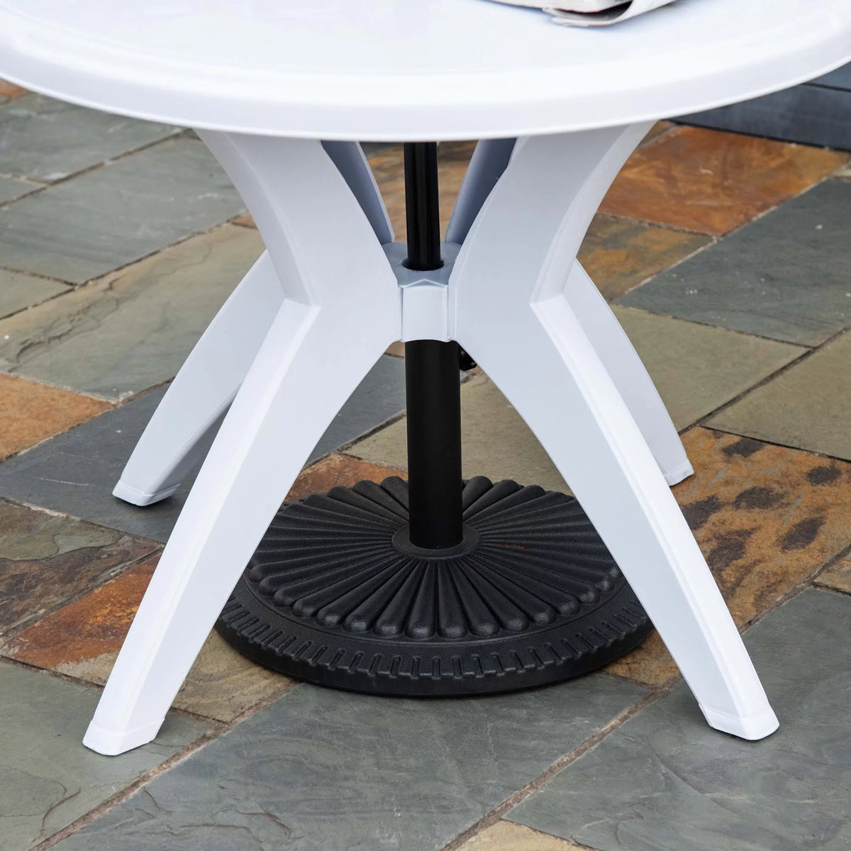 Round Plastic Patio Table with Umbrella Hole X889684
