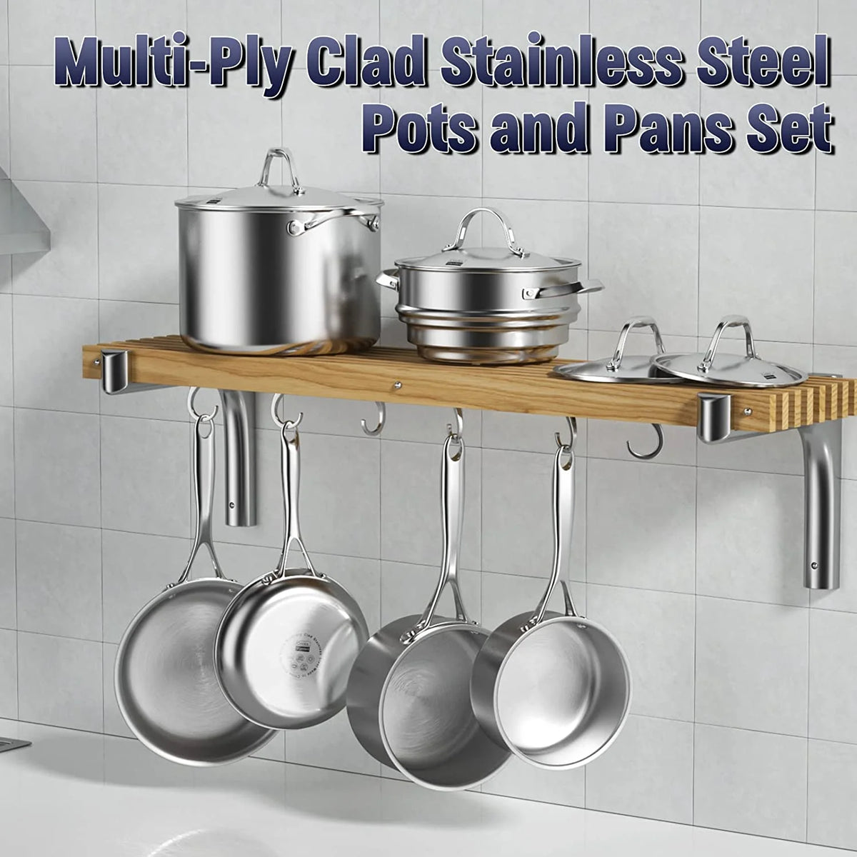 10-Piece Stainless Steel Cookware Set with Fry Pan A144219